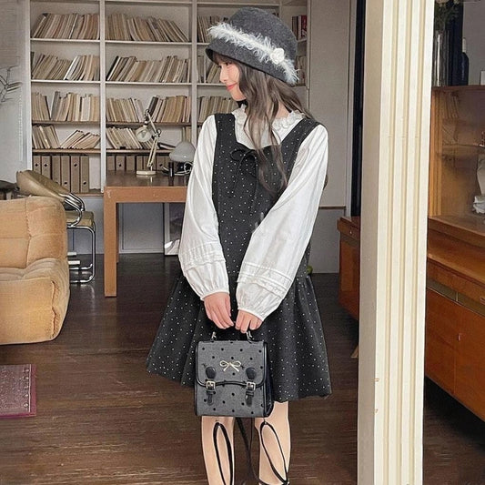 Sweet Style Gray Polka Dot Sleeveless Dress