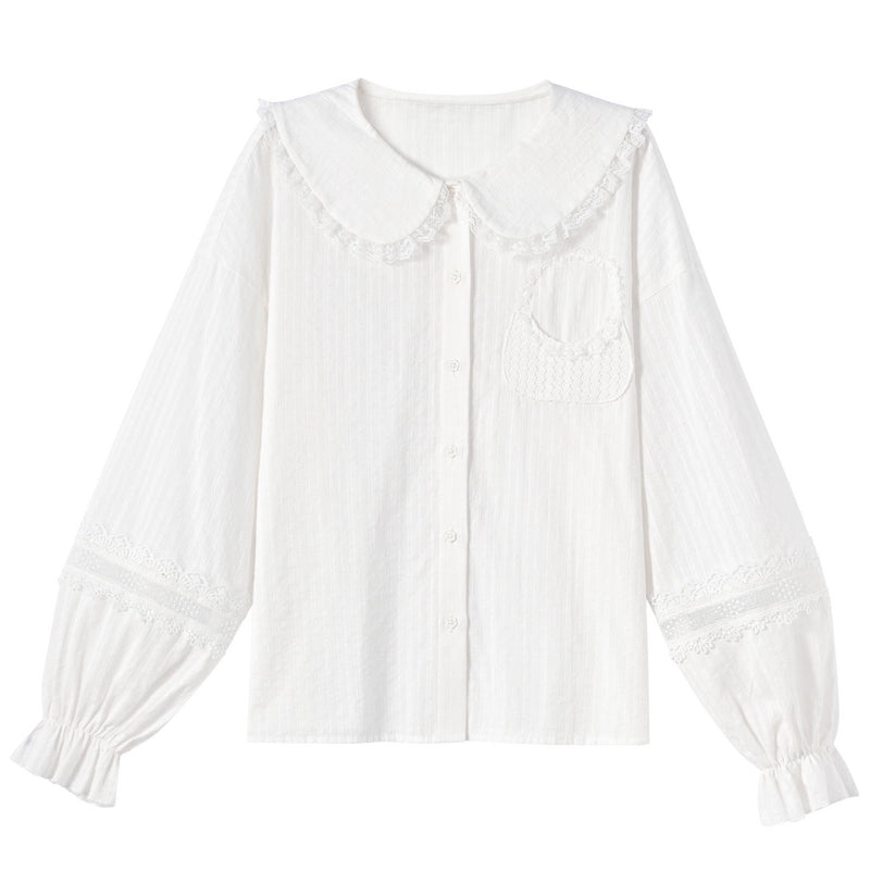 Sweet Style White Lace Doll Collar Blouse