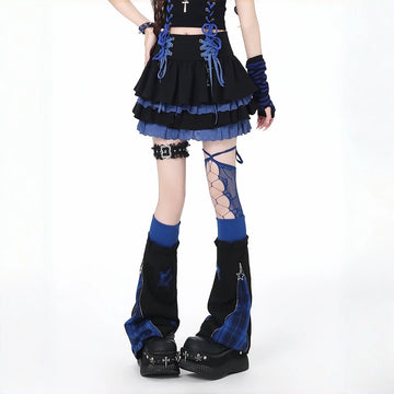 Y2K Lace-Up Ruffle Tiered Mini Skirt