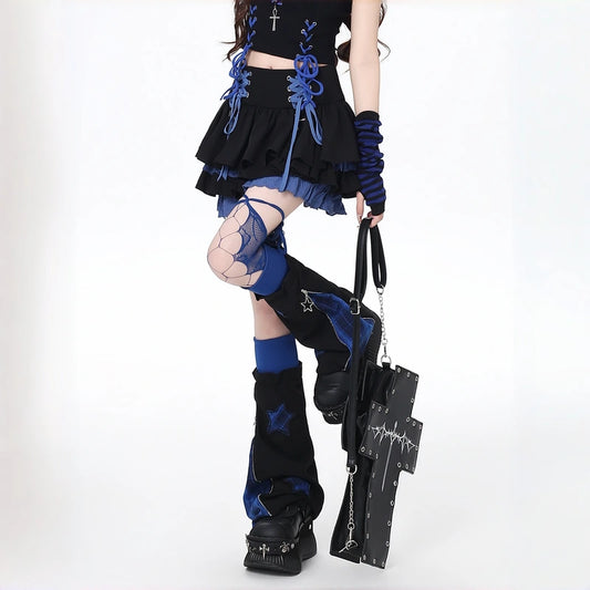 Y2K Lace-Up Ruffle Tiered Mini Skirt