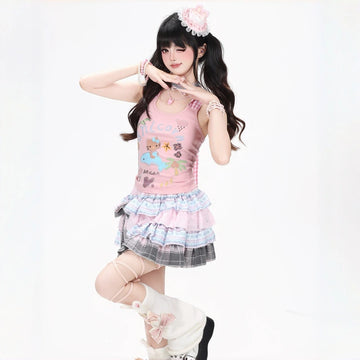 Y2K Plaid Bow Halter Crop Top