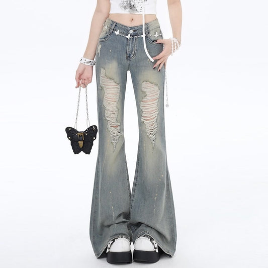 Y2K Style High Waist Slim Fit Flared Jeans