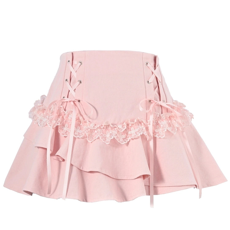 Y2K Style Pink High Waist Cake Skirt