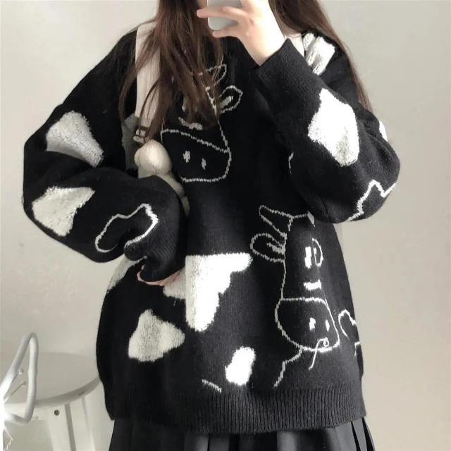 Kawaii Pullover Cow Sweater
