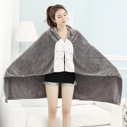 Kawaii Gray Anime Totoro Hooded Blanket