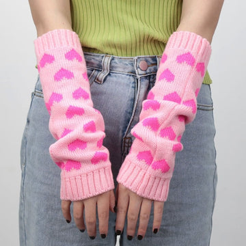 Kawaii Lolita Heart Knitting Gloves