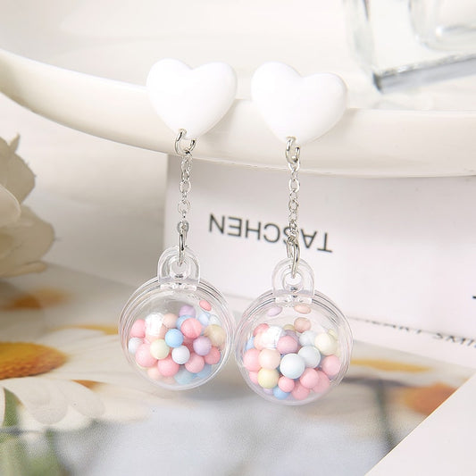 Candy Heart Pom Pom Earrings