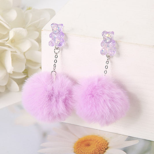 Pom Pom Bear Kawaii Earrings