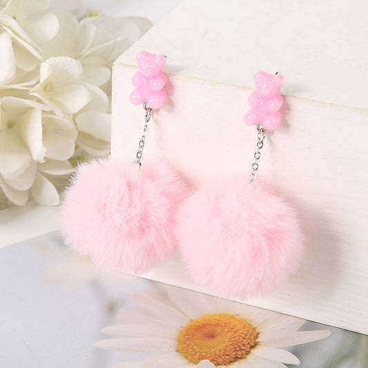 Pom Pom Bear Kawaii Earrings