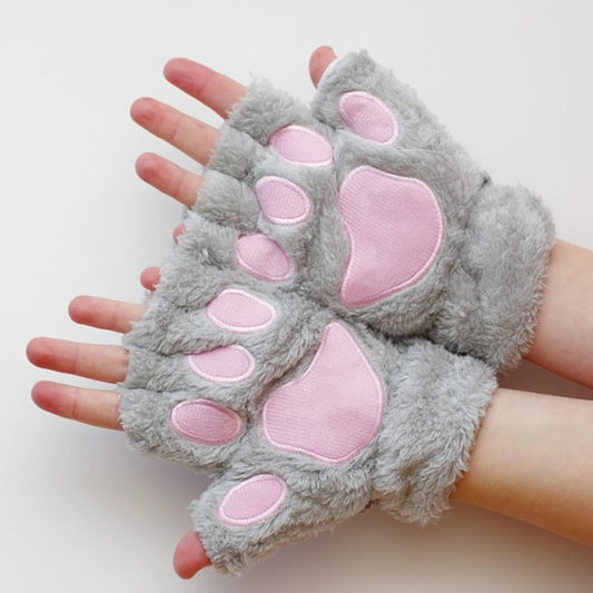 Kawaii Plush Cat Paw Gloves