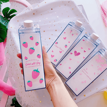 Kawaii Hearts and Strawberry Water Bottle