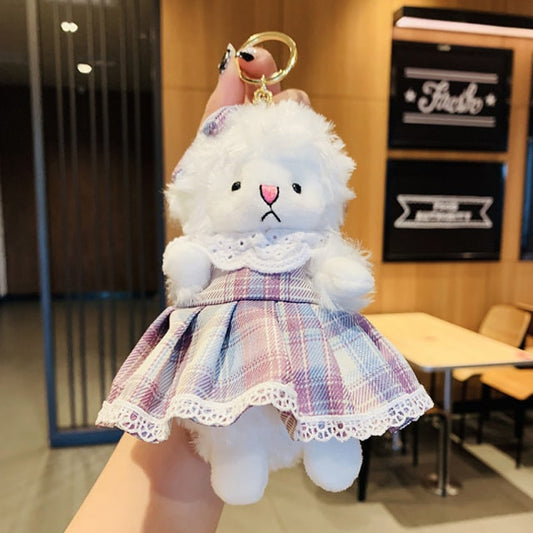 Cute Llama In Dress Plush Keychain