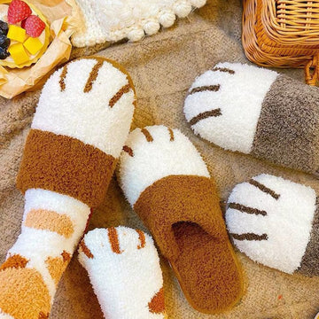 Kawaii Cat Paw Warm Fur Slippers