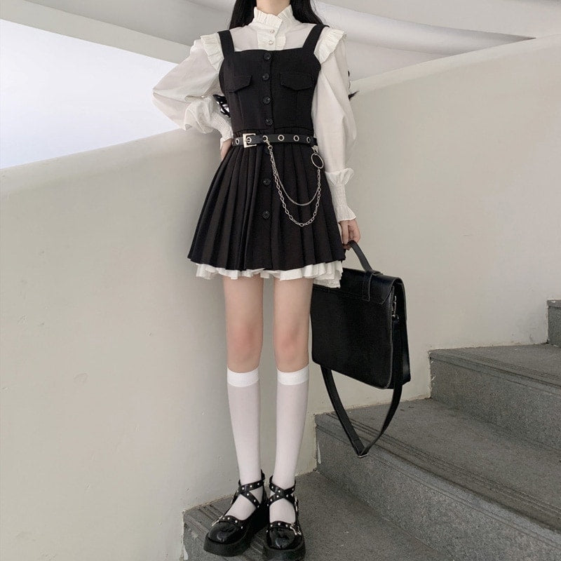 Kawaii French Black Suspender Dress