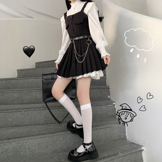 Kawaii French Black Suspender Dress