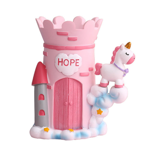 Cute Unicorn Castle Pen Holder