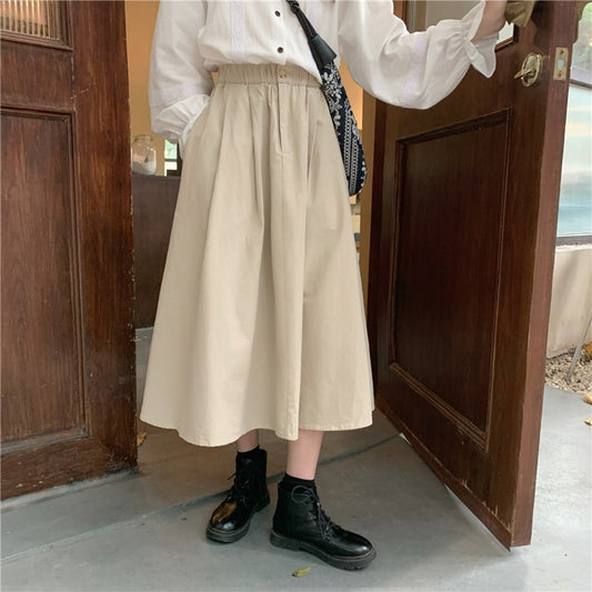Vintage Linen High Waist Long Skirt
