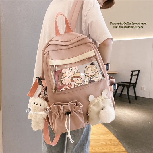 Kawaii Pink Female Backpack