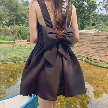 Kawaii Sexy Black Backless Dress