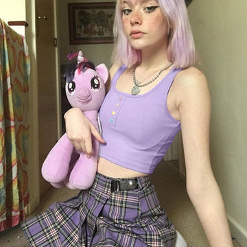 Cute Heart Buttons Crop Top