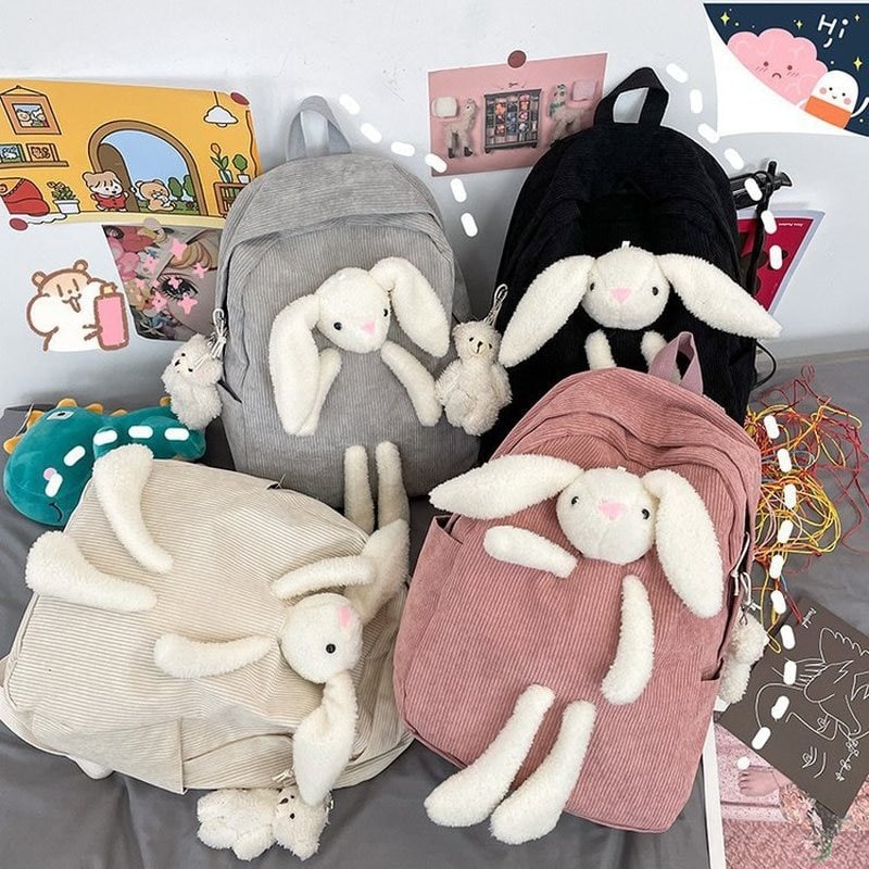Kawaii 3D Plush Bunny Backpack.