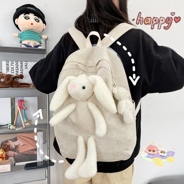 Kawaii 3D Plush Bunny Backpack.
