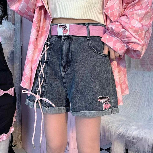 Kawaii Lace Up Summer Denim Shorts