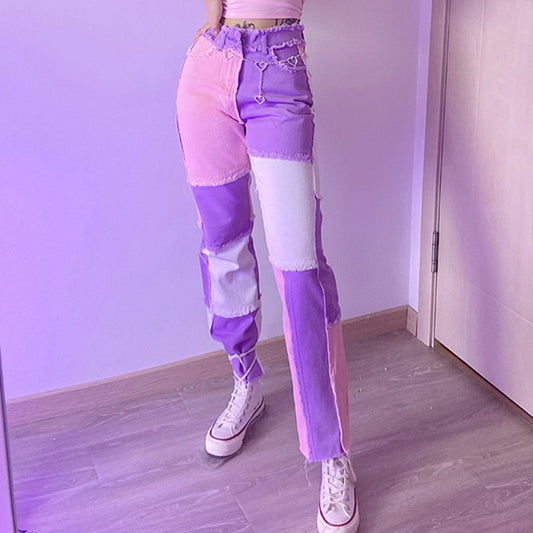 Pink Purple Denim Pant