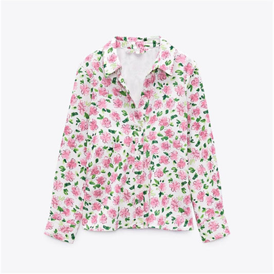 Kawaii Flower Print Long Sleeve Shirt