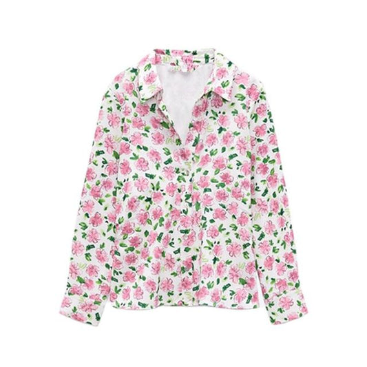 Kawaii Flower Print Long Sleeve Shirt