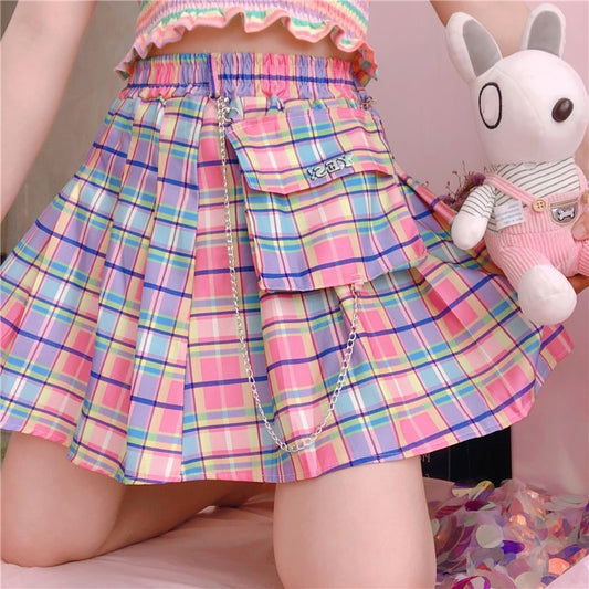 Neon Girl Plaid Skirt