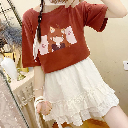 Kawaii Anime Printed Soft Girl T-shirt