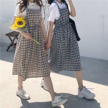 Kawaii Plaid Fashion Pinafore Summer Dress