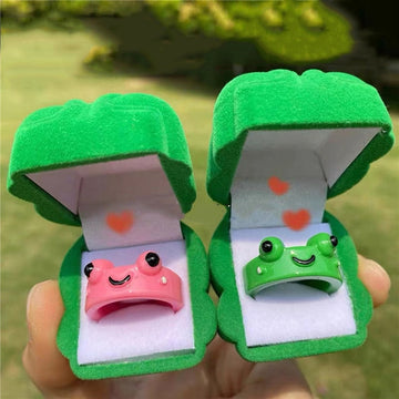 Cute Frog Resin Ring 2Pcs