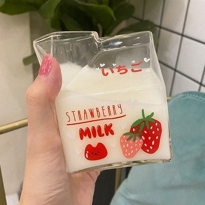 Kawaii Strawberry Glass Water Cup