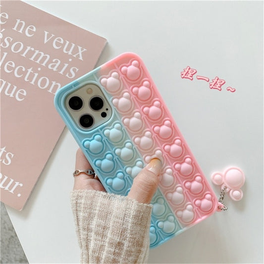 3D Bear Push Bubble iPhone Case