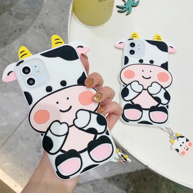 3D Cartoon Milk Cow iPhone Case.