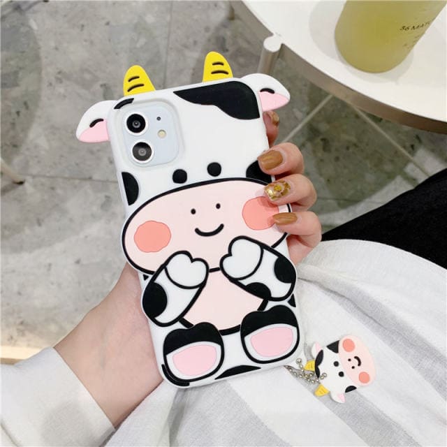 3D Cartoon Milk Cow iPhone Case.