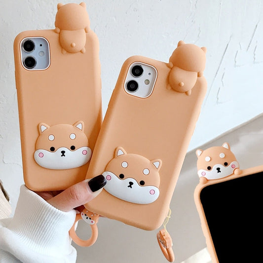 Cute 3D Cartoon Shiba Inu iPhone Case