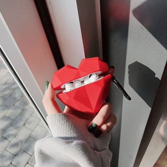 Cute Red Heart Airpods Case