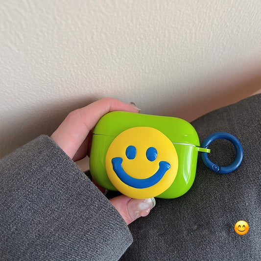 Kawaii Smile Emoji Green Airpods Case