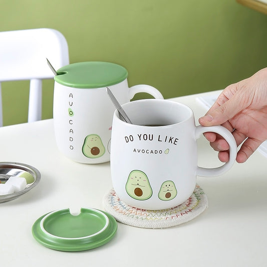 Lovely Green Avocado Mug With Lid 400ML