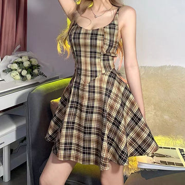 Vintage Plaid Slip Dress