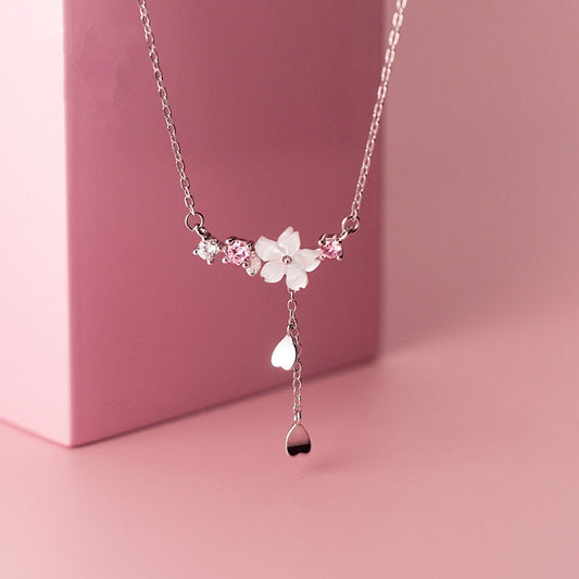 Sweet Sakura Silver Necklace