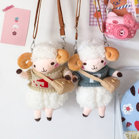 Cute Cartoon Sheep Plush Crossbody Bag