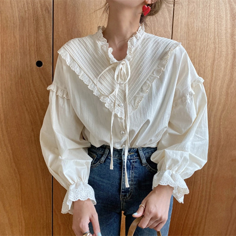 Vintage Hollow Korean Blouses