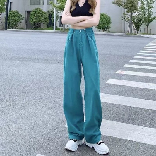 Korean Style High-waisted Straight Leg Jeans