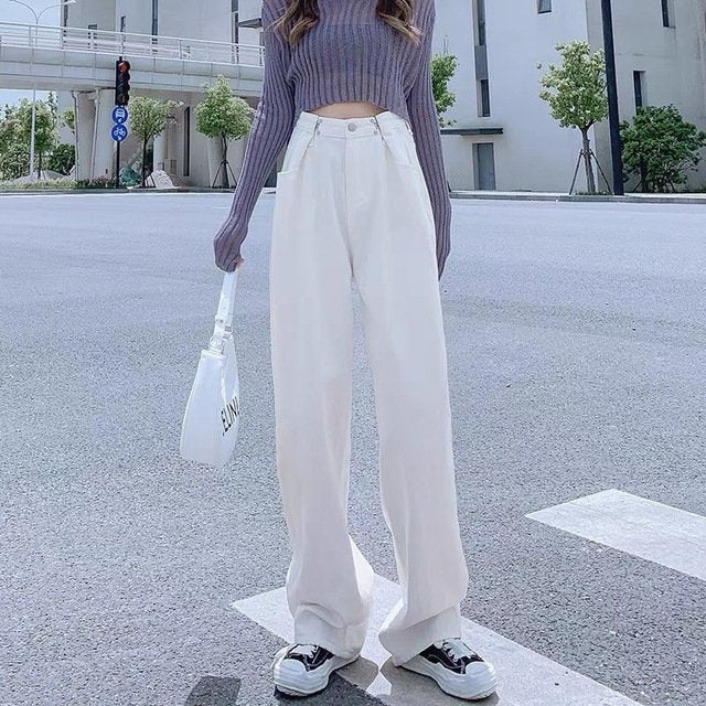Korean Style High waisted Straight Leg Jeans korean-style-high-waisted-straight-leg-jeans