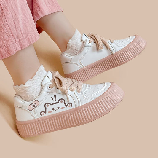 Kawaii White Platform Tennis Shoes