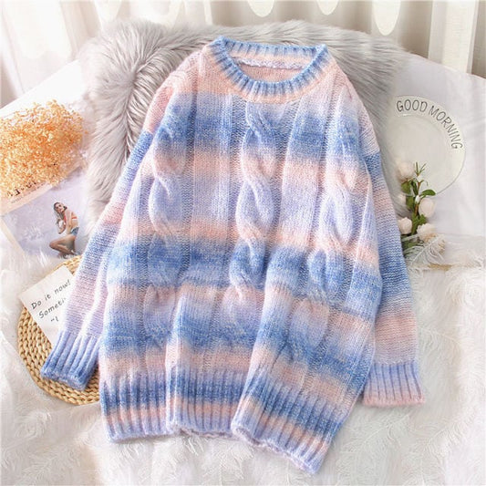 Casual Colorful Rainbow Loose Sweatshirt